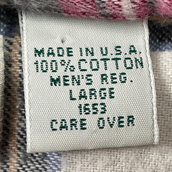 L.L. Bean Flannel Shirt Mens Large Red Plaid Button Down 100% Cotton Made in USA - Picture 4 of 8